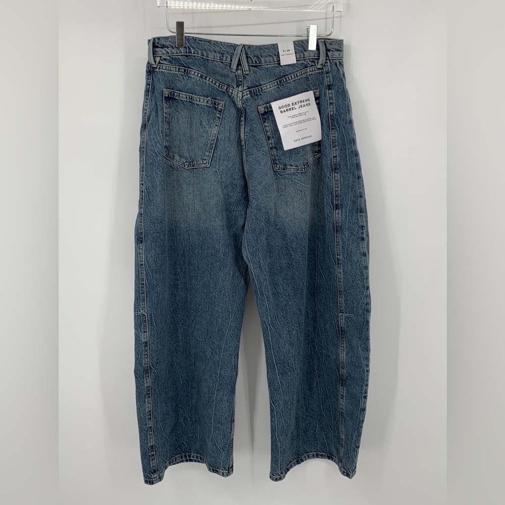 Good American Extreme Barrel jeans high waist denim blue wide balloon leg new 29 - Picture 4 of 5